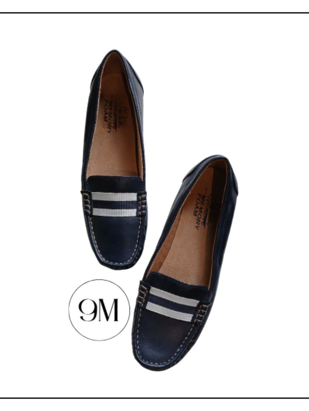 Life Stride Navy Slip-On Loafers with White Stripes